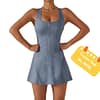 womens gym tennis dress with shorts two piece ladies blue tank jean dress 2022 sports activewear set with bra cup pad - Image 6