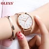 OLEVS 5869 elegant rose gold womens quartz watch clear crystals big dial date display Simple Casual wrist watch - Image 4