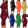 Women Summer Casual Solid Color Sexy Mesh Long Sleeve O Neck Mid Waist Dress Camisole Shorts - Image 6