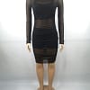 Women Summer Casual Solid Color Sexy Mesh Long Sleeve O Neck Mid Waist Dress Camisole Shorts - Image 5