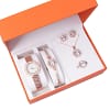 Fashionable Ladies Boutique Set Diamond Watch + Bracelet + Ring + Earrings + Necklace Sparkling Jewelry Set - Image 5