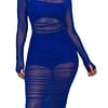 Women Summer Casual Solid Color Sexy Mesh Long Sleeve O Neck Mid Waist Dress Camisole Shorts - Image 4