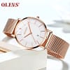 OLEVS 5869 elegant rose gold womens quartz watch clear crystals big dial date display Simple Casual wrist watch - Image 6