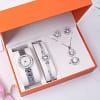 Fashionable Ladies Boutique Set Diamond Watch + Bracelet + Ring + Earrings + Necklace Sparkling Jewelry Set - Image 4