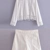 2023summer Women Sweet Suits 2 Piece Sets White Lace Shirts Tops And Shorts Female Fashion Street Two Pieces Clothing