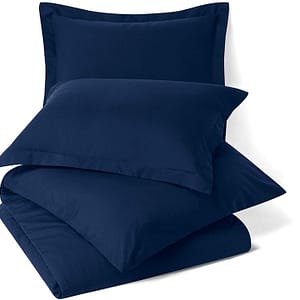 Navy Bedding Duvet Cover 3pcs Set Soft Double Brushed Microfiber Comforter Cover with Button Closure and 2 Pillow Shams