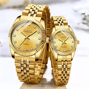 CHENXI 004A Luxury Couple Watch Fashion Stainless Steel Lovers Watch Quartz Wrist Watches For Women & Men Analog Wristwatch