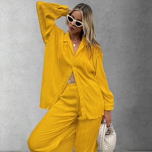 2 piece set women fall 2022 fashion loose shirts and pants casual two piece sets for ladies top and trouser set