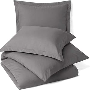 Gray Bedding Duvet Cover 3pcs Set Soft Double Brushed Microfiber Comforter Cover with Button Closure and 2 Pillow Shams