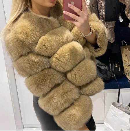 Custom Long Sleeves Fashion Women Fluffy Fur Jacket Winter Real Fox Fur Coat for Ladies