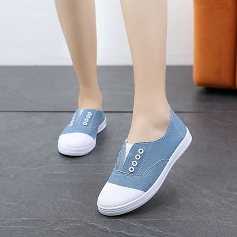 Fashion Casual soft Comfortable Walking Flat shoes Women Canvas Sneaker Slip-on denim canvas Loafers Shoes for women - Image 2