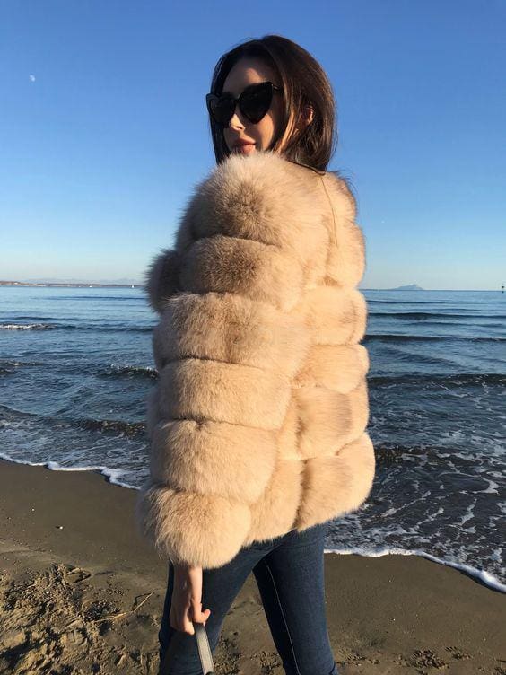 Custom Long Sleeves Fashion Women Fluffy Fur Jacket Winter Real Fox Fur Coat for Ladies - Image 2