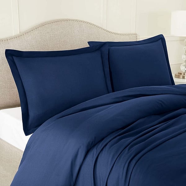 Navy Bedding Duvet Cover 3pcs Set Soft Double Brushed Microfiber Comforter Cover with Button Closure and 2 Pillow Shams - Image 3