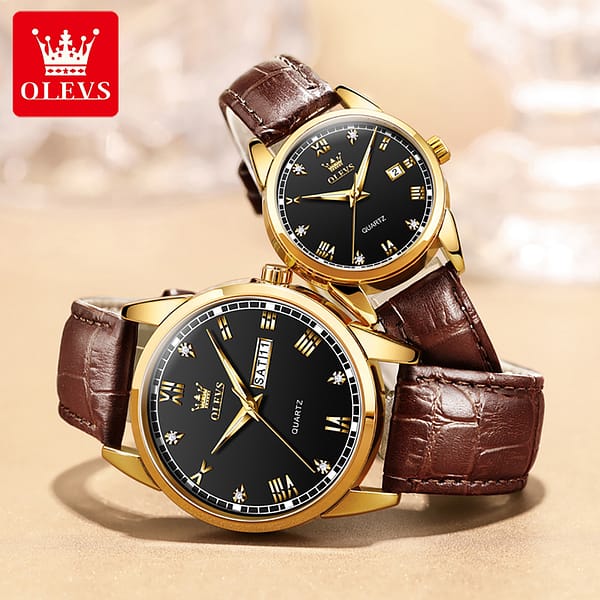 OLEVS 6896 Hot Selling China Factory Wholesale Couple Watches Men Quartz Watches Custom Logo Wristwatches For Lovers - Image 2