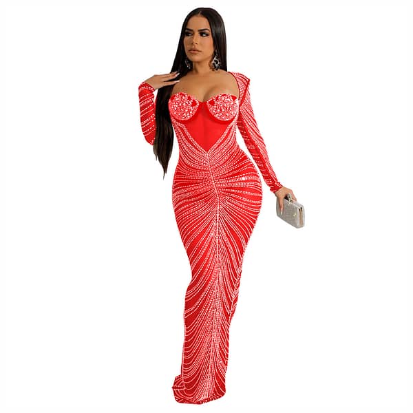 rhinestone-dress birthday white red mesh rhinestone crystal luxury maxi long wedding party women dress lady 2022 with rhinestone