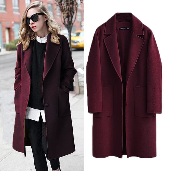 Autumn and winter double-sided woolen women's new woolen coat long loose woolen coat Jacket - Image 3