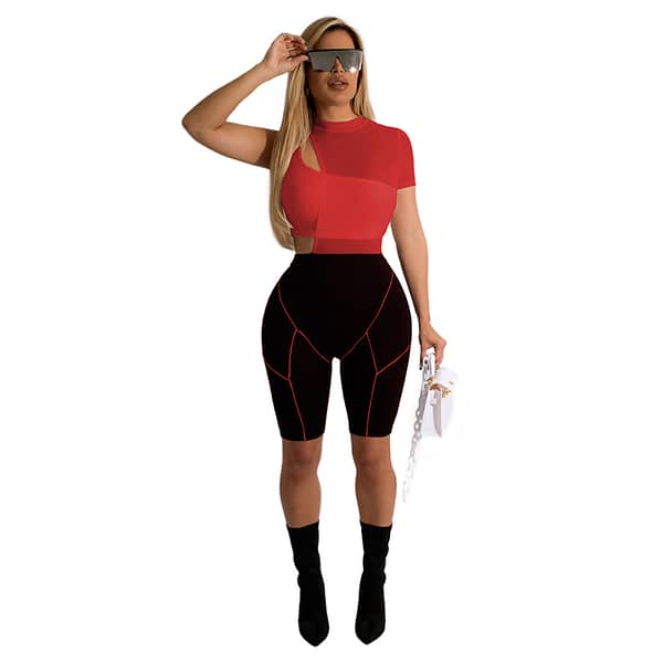 lady plus size sexy casual bralette mesh top t shirt and shorts 3 piece set women outfits clothes clothing 2022 summer for women - Image 3