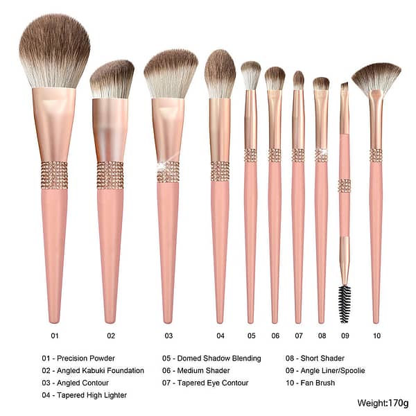 10pcs premium makeup tools vegan glitter diamond makeup brush sets - Image 3