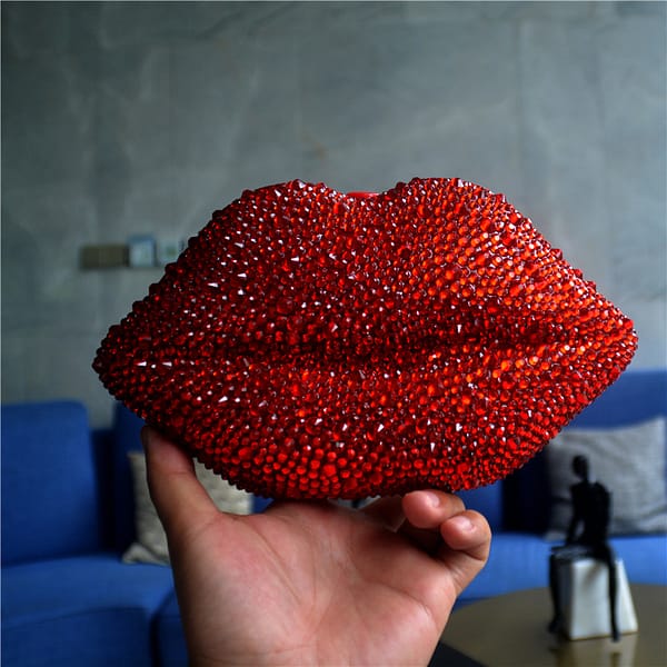 BM5048 2022 hot new crystal bling lip purse acrylic box evening clutch rhinestone beaded clutch purse evening bags