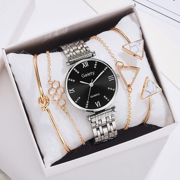 2022 Wholesale Custom LOGO fashion Classic jewelry Ladies Quartz bracelets and Watches set for women - Image 3