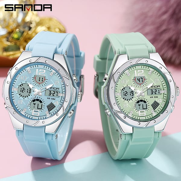 couple watch for man and women Sanda 6008-6062 Lover Watch Clock Quartz led Digital Sport Wrist Watch for Women Men Waterproof - Image 2