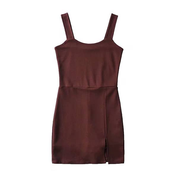 R20003S Spring new European women's street style sports wide shoulder straps built-in shorts elastic mini dress - Image 2