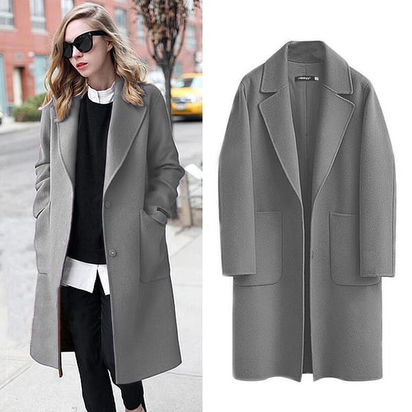 Autumn and winter double-sided woolen women's new woolen coat long loose woolen coat Jacket - Image 2