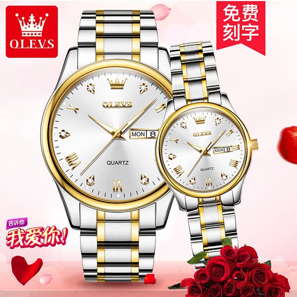 OLEVS 5563 China Factory Custom Logo Watch Couple  Fashion Quartz Wrist Watch Cheap Prices Low MOQ Clock For Lover Hand Watch - Image 3