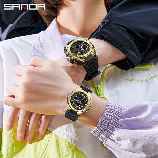 couple watch for man and women Sanda 6008-6062 Lover Watch Clock Quartz led Digital Sport Wrist Watch for Women Men Waterproof - Image 3