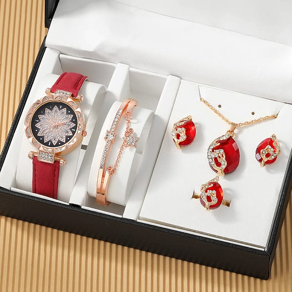 Wholesale Crystal Bracelet Stud Earring Necklace jewelry Set WOMEN Quartz Watches set for Ladies