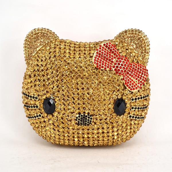 hot sell elegant bling women evening rhinestone clutch bag cat shape luxury party bag ladies diamond purse handbag bags - Image 2