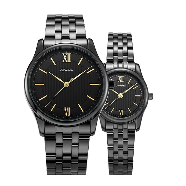 SINOBI Quartz Watches For Lovers Golden Wristwatches Waterproof Couple Watch Woman Man Wife Gift couples watch king and queen