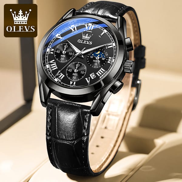 OLEVS 2871 New Luxury Fashion  Glass Quartz Analog Leather Men Watch Casual Leather strap Men wristwatch