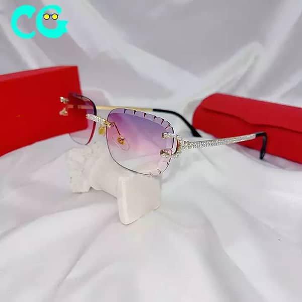 Small Rectangle Rimless Sunglasses Women Frameless Rhinestones Sun Glasses for Ladies 2023 New Trendy Vintage Diamond Shades - Image 3