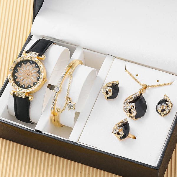 Wholesale Crystal Bracelet Stud Earring Necklace jewelry Set WOMEN Quartz Watches set for Ladies - Image 3