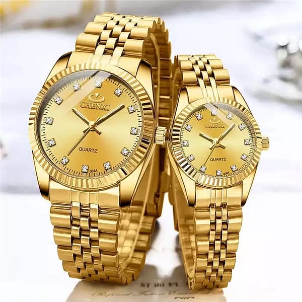 CHENXI 004A Luxury Couple Watch Fashion Stainless Steel Lovers Watch Quartz Wrist Watches For Women & Men Analog Wristwatch