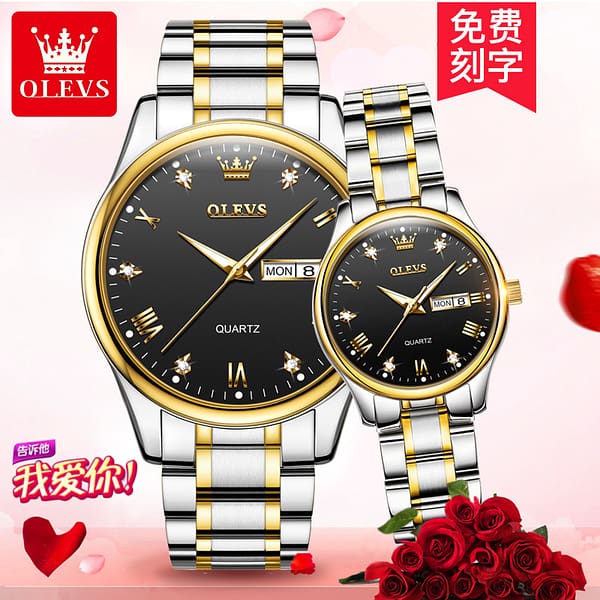 OLEVS 5563 China Factory Custom Logo Watch Couple  Fashion Quartz Wrist Watch Cheap Prices Low MOQ Clock For Lover Hand Watch - Image 2