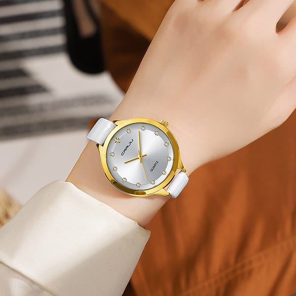 New Fashion Women ladies Quartz Watch  Gift Set Necklace Ring earrings Leather Quartz Wrist watch relojes trajes - Image 3