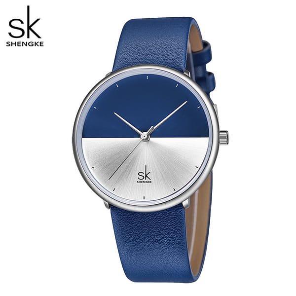 Shengke Women Dress Watch Luxury Lovers Couple Watches Men Creative Dial Women Leather Strap Quartz Wristwatch Montre Homme 9016