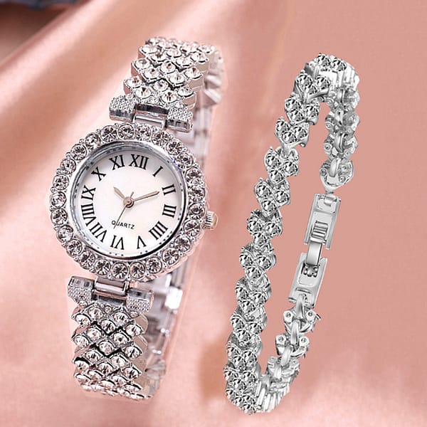 Fashion  luxury watch bling bling full crystals lady watches crystal rose gold bracelet souvenirs gift sets