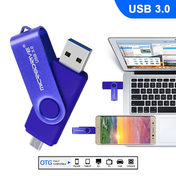 Special Offer U Disk  MicroDrive 16GB USB Flash Drives USB 3.0 Android Phone & Computer Dual-use Rotary Metal U Disk