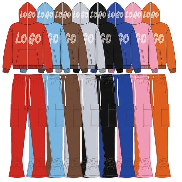 Mens Custom Clothing 2 Piece Jogger Set Men Two Piece Sets Fleece Full Zip Up Hoodie Custom Rhinestone Tracksuit And Sweatpants - Image 3