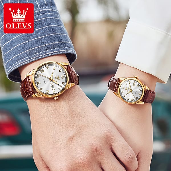 OLEVS 6896 Hot Selling China Factory Wholesale Couple Watches Men Quartz Watches Custom Logo Wristwatches For Lovers