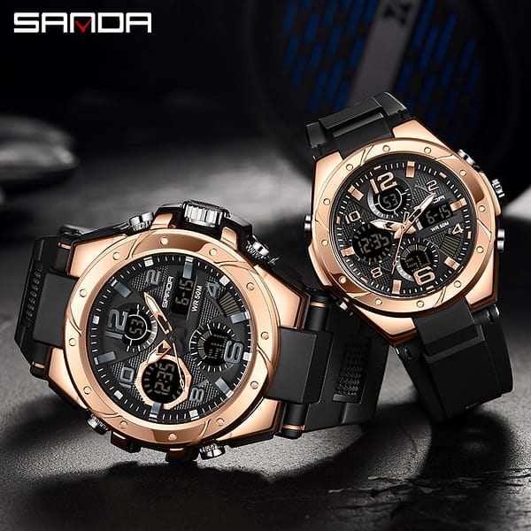 couple watch for man and women Sanda 6008-6062 Lover Watch Clock Quartz led Digital Sport Wrist Watch for Women Men Waterproof