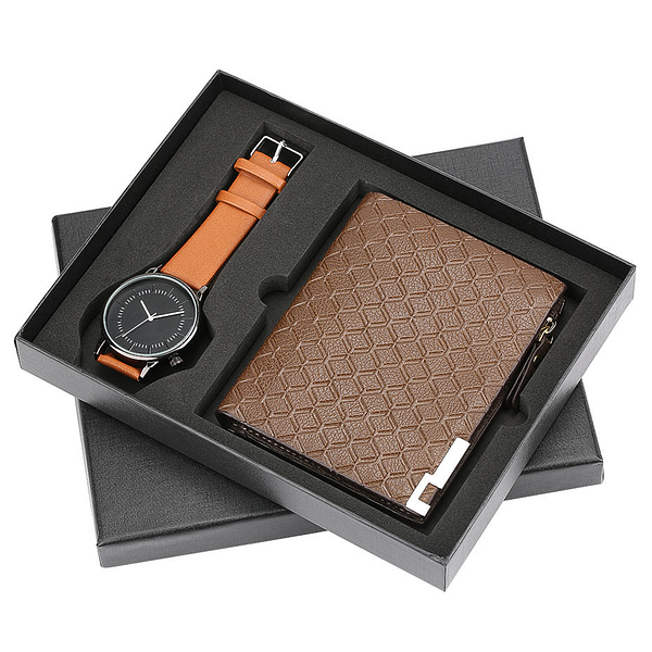 X400 new year set gift for men gift set branded private label men watch sets leather band exquisite packaging watch wallet - Image 2