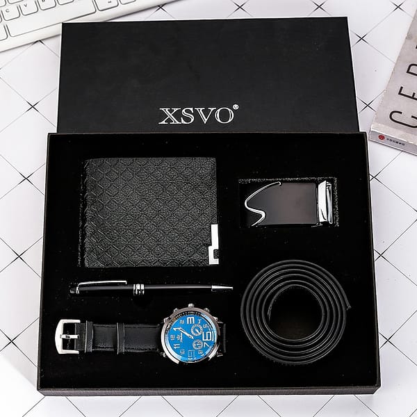 Wholesale 2Pcs/Set Men Fashion Leather Business Wristwatches and Bracelet Cow Leather Gift Box Set Hot Selling Design Man Watch - Image 3