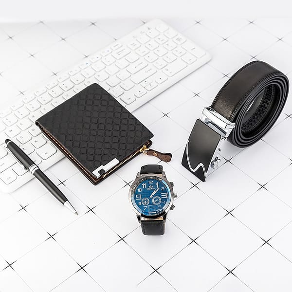 Wholesale 2Pcs/Set Men Fashion Leather Business Wristwatches and Bracelet Cow Leather Gift Box Set Hot Selling Design Man Watch