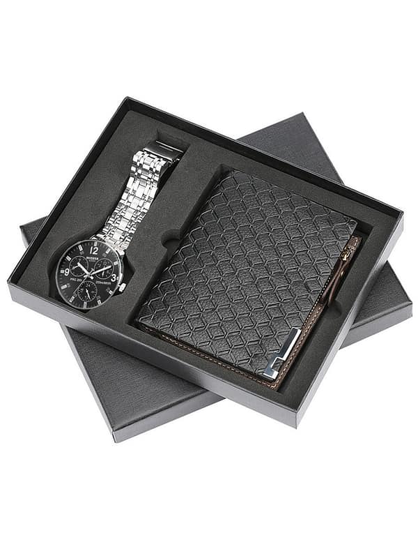 X400 new year set gift for men gift set branded private label men watch sets leather band exquisite packaging watch wallet - Image 3